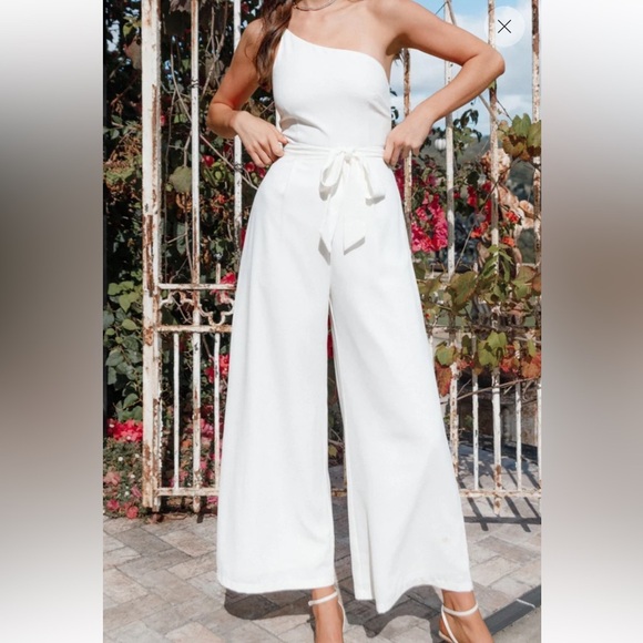 PETAL&PUP LEYTON JUMPSUIT - WHITE Elegant White Wide-Leg Pants Size 12.  #336 - Picture 12 of 15